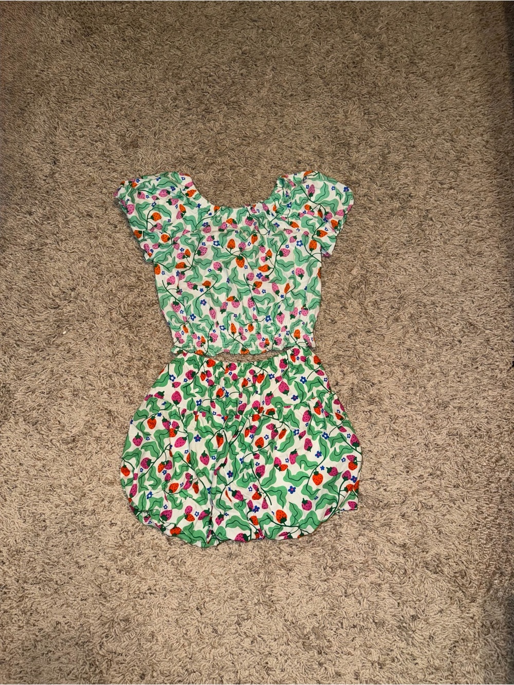 Girls Green Floral Bubble Romper